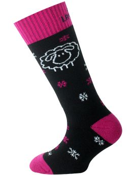 Skarpety Narciarskie Dziecięce Lasting SJW 70% Merino Wool Czarno-Różowy (948) S (34-37)