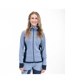 Bluza wełniana (Merino) damska Bergans of Norway Cecilie Wool Hood Misty Sky Blue/Navy Blue