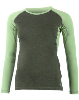 Koszulka damska z długim rękawem Lasting DITA 100% Merino Wool Khaki-Zielony (6160)