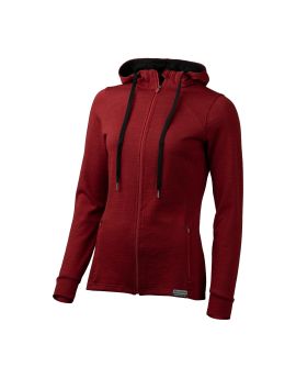 Bluza damska z kapturem Lasting KARMINA 100% Merino Wool Czerwony (3169)