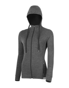 Bluza damska z kapturem Lasting KARMINA 100% Merino Wool Szary (8160)