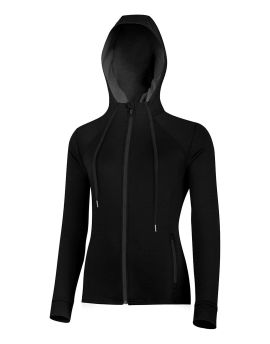 Bluza damska z kapturem Lasting KARMINA 100% Merino Wool Czarny (9098)