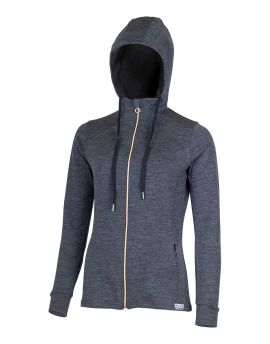 Bluza damska z kapturem Lasting KARMINA 100% Merino Wool Szary (C816)