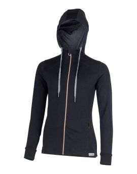 Bluza damska z kapturem Lasting KARMINA 100% Merino Wool Czarny (C909)