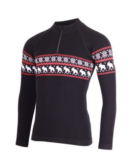 Sweter męski Lasting WARON 80% Merino Wool Czarny (9091)