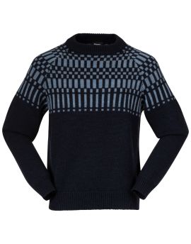 Sweter wełniany (100% Merino) męski Bergans of Norway Nordmarka Merino Jumper - Navy Blue/Husky Blue-XL