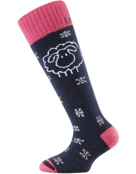Skarpety Narciarskie Dziecięce/Młodzieżowe Lasting SJW 70% Merino Wool Czarno-Czerwony (903) S (34-37)