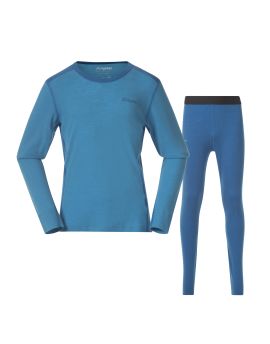 Zestaw bielizny termoaktywnej dziecięcej/młodzieżowej Bergans of Norway Allround 100% Merino Aqua Lagoon/Dk Aqua Lagoon 116